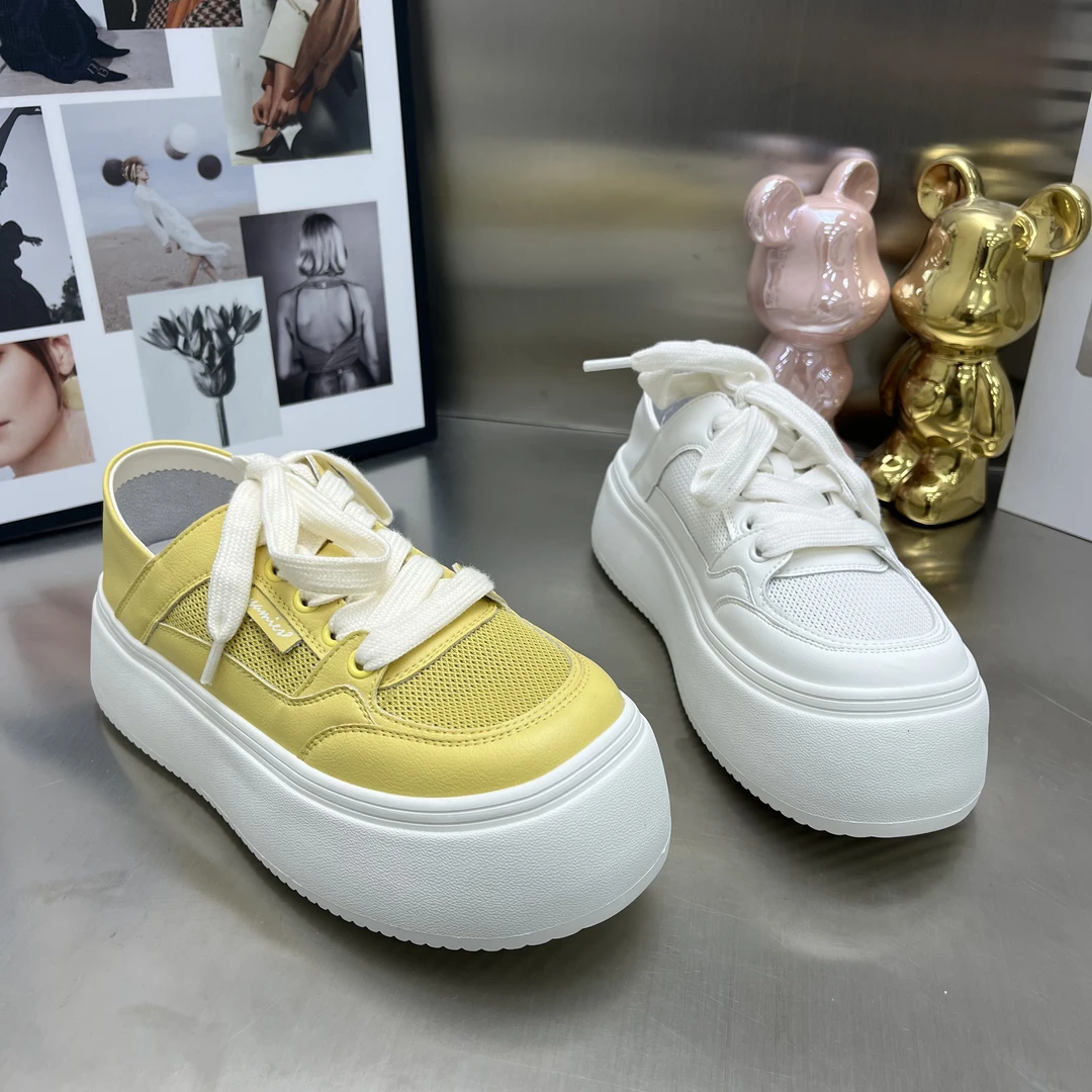 00115饼干鞋松糕鞋系带板鞋小白鞋女鞋透气时尚休闲鞋厚底