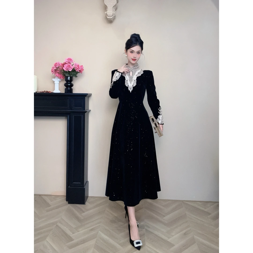 【设计师定制】新款时尚气质蕾丝轻奢法式连衣裙91512