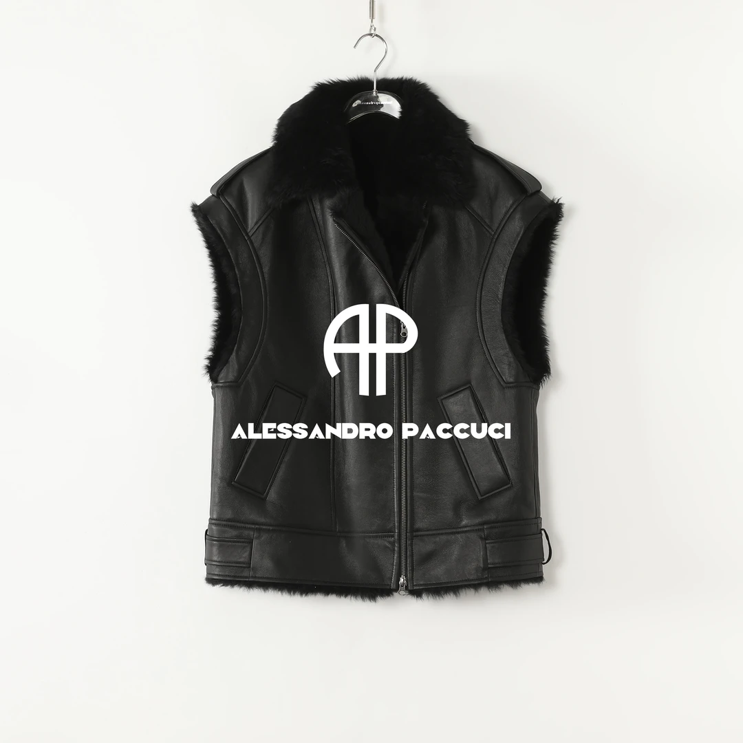 AP洛哥54032CM【限量/黑标】进口拉贡羊皮毛一体时尚保暖皮草马甲