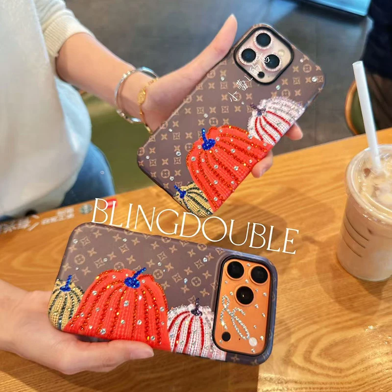 潮牌南瓜二合一水钻手机壳15适用16pro苹果17promax华为mate防摔