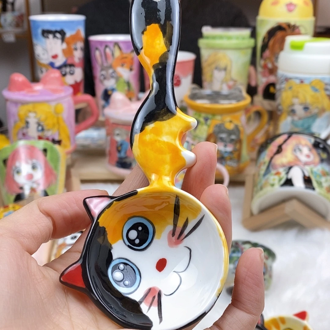 瓷片董董文创手绘陶瓷