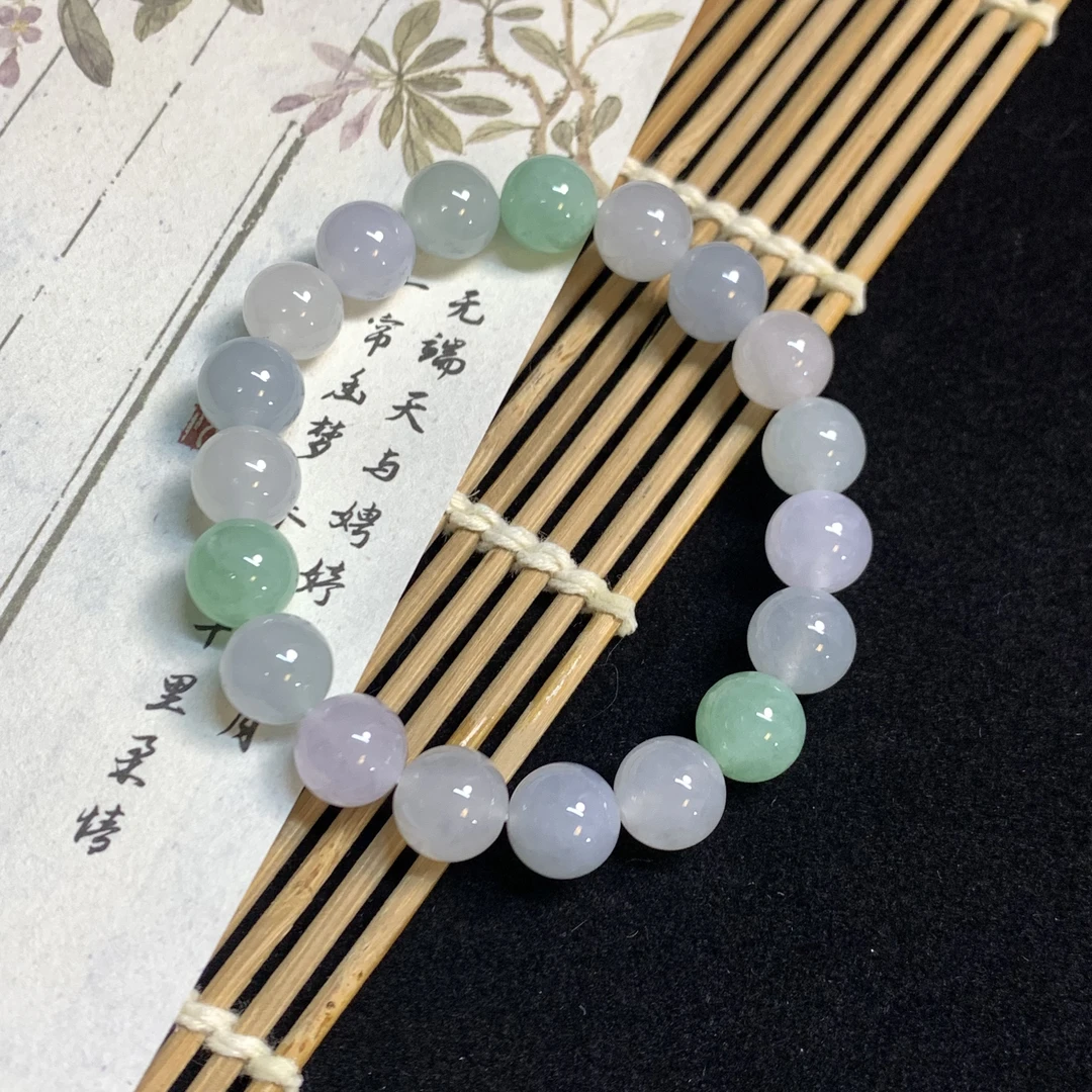 【琪宝臻选】冰马卡龙手串 卡9.9mm 天然缅甸翡翠A货 95折