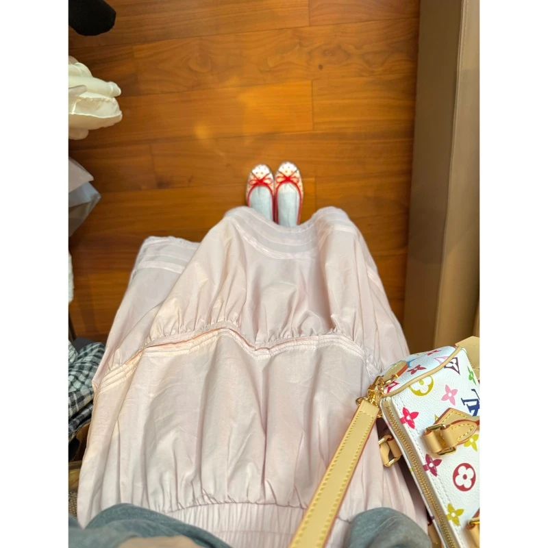 【粉嫩半身裙】春季温柔公主风简约松紧腰半身裙-CQ202539