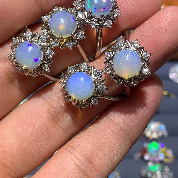 欧泊合金欧泊戒指半*橘