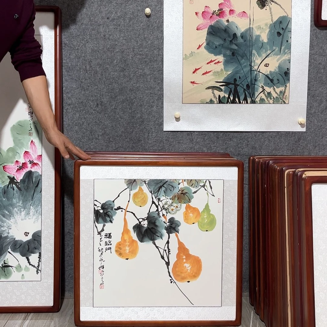 国画书画作品带框63×63