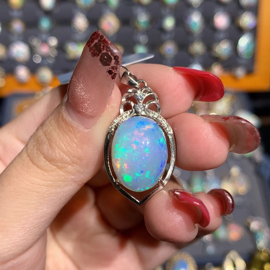 银S925镶嵌欧泊欧泊吊坠y