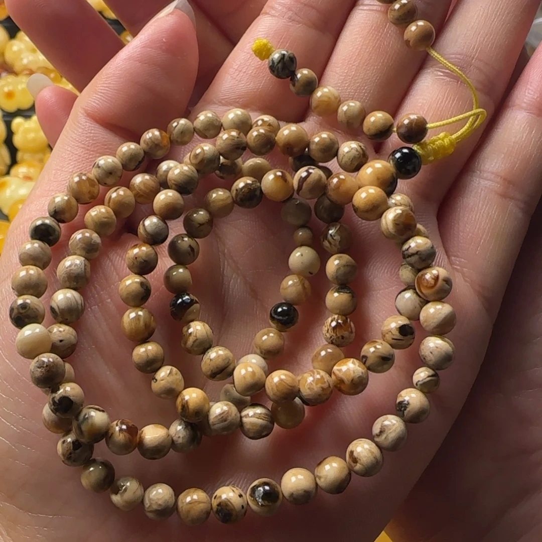 蜜蜡未镶嵌颈饰缅甸根珀白根佛珠手链项链两用