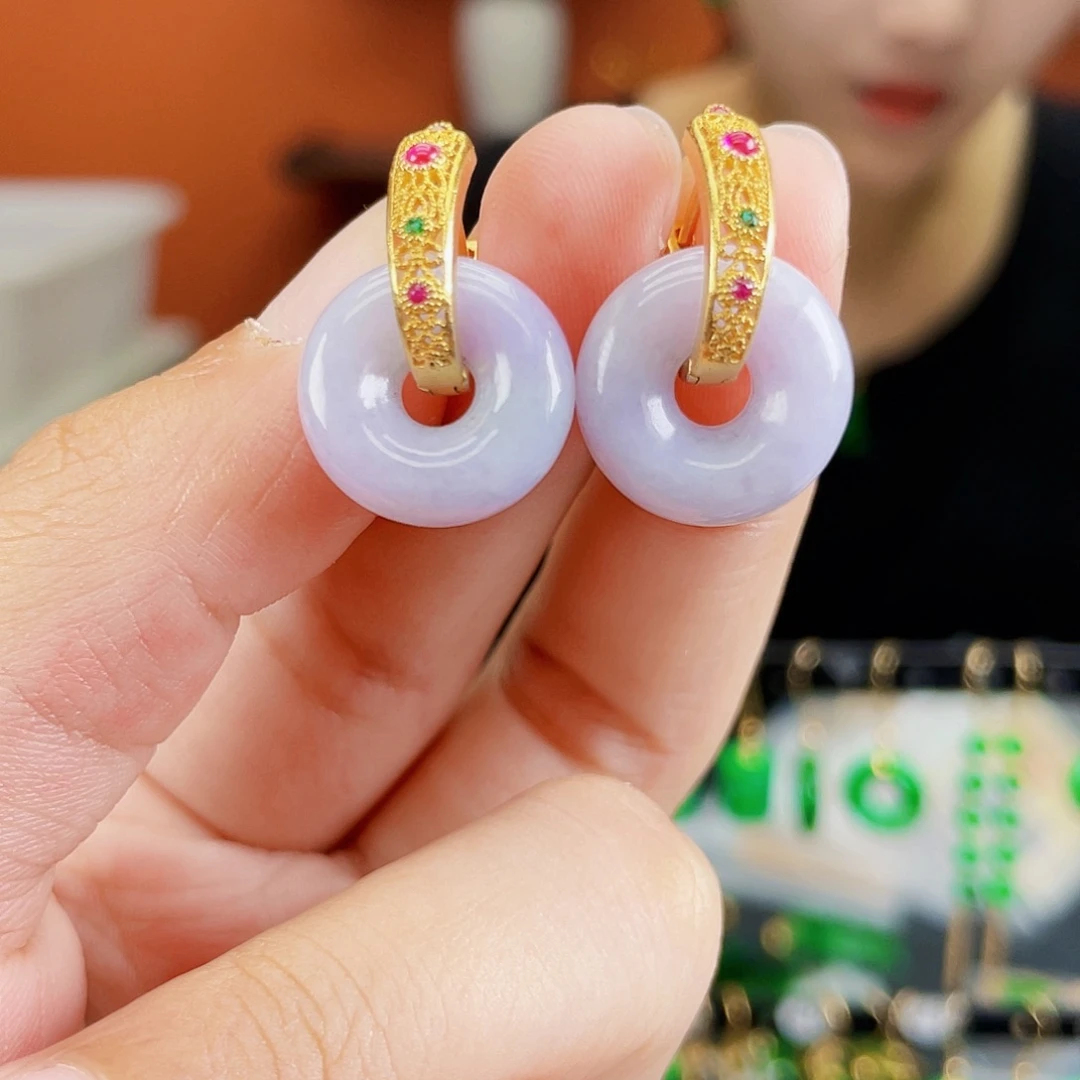 翡翠银S925镶嵌耳饰
