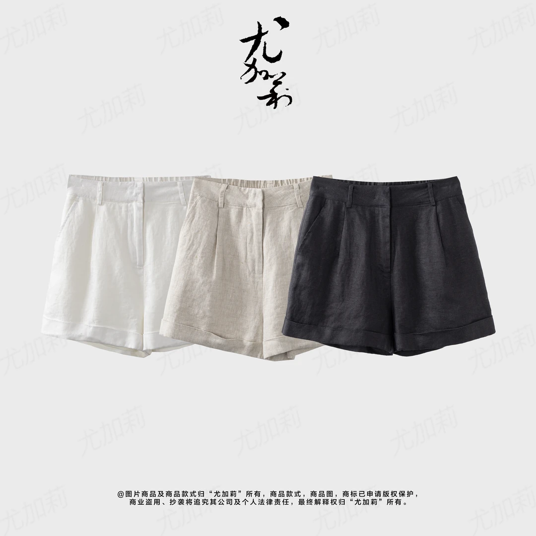 加莉精选【亚麻短裤】后松紧设计的夏日短裤 分码