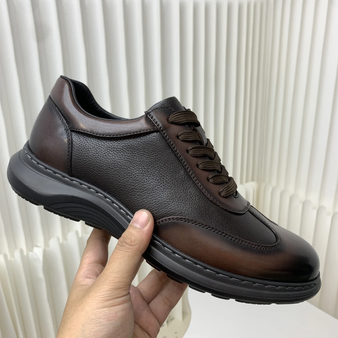 商务风粒面皮休闲风皮鞋纯色时尚男款单鞋休闲皮鞋
