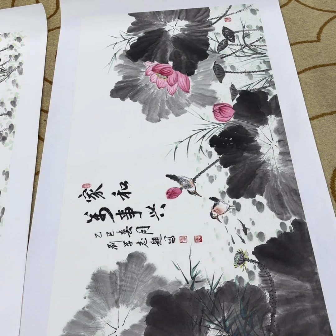 荷***荷国画刘学志四尺花鸟艺