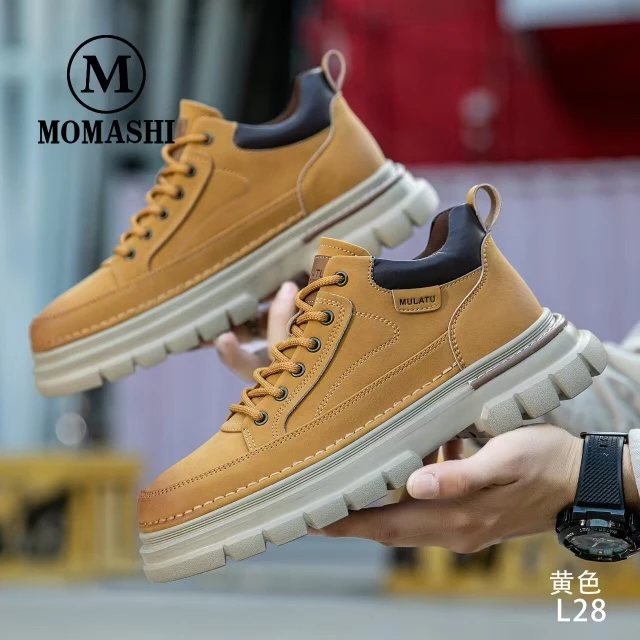 黄色秋冬季马丁靴欧美男鞋休闲鞋英伦风复古休闲车缝线