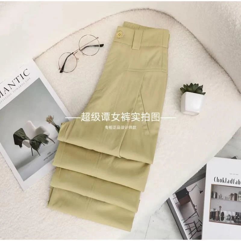 {专柜正品}夏季新品钛金 棉天丝直筒阔腿九分裤百搭显瘦裤2020