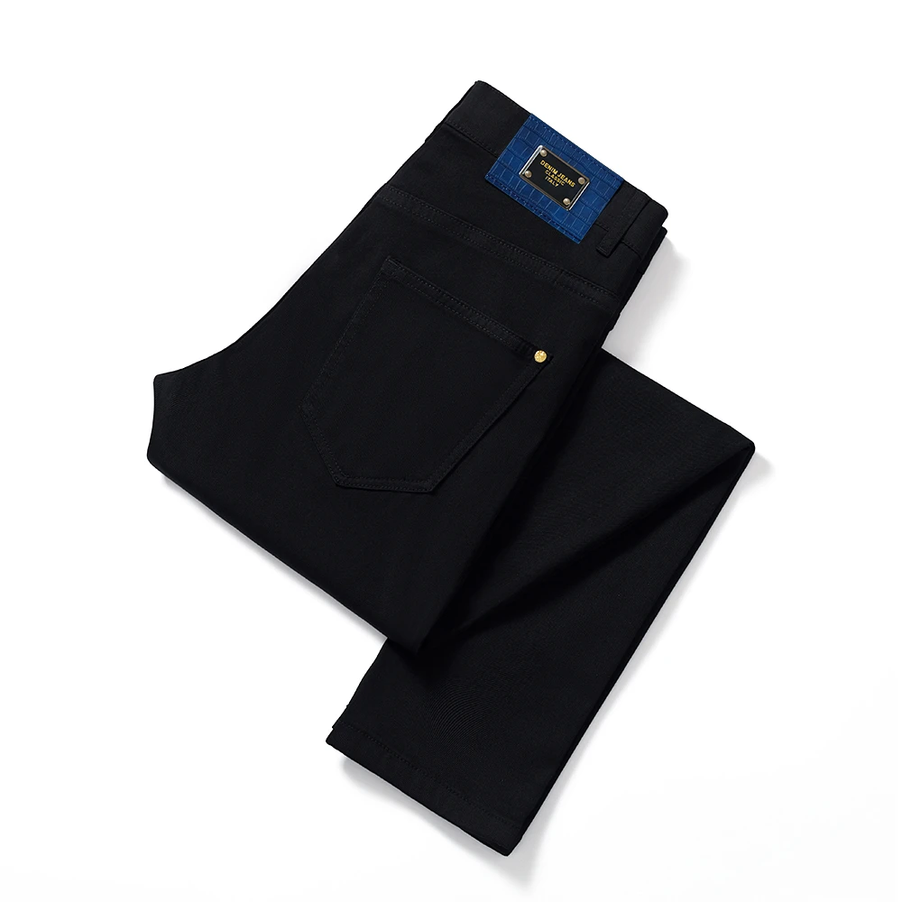 高端秋冬厚款男士牛仔裤男款弹力小直筒修身商务潮流小脚休闲时尚