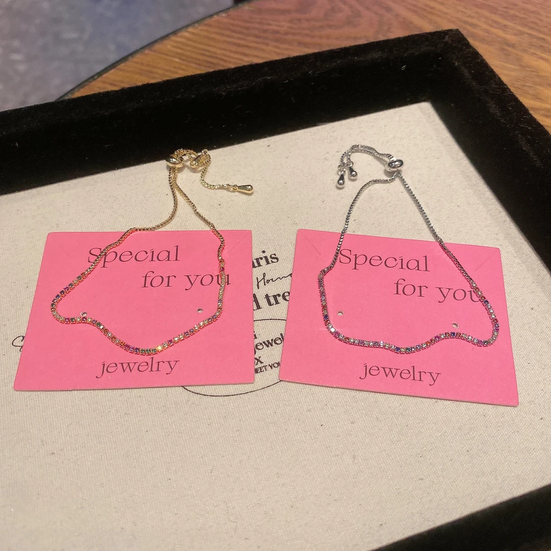 铜合金合成锆石手链 轻奢彩钻极细链条手链高级感精致网红手串