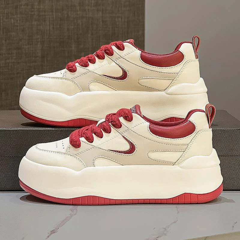 厚底小白鞋女2025年夏季新款时尚单鞋百搭系带运动休闲松糕鞋