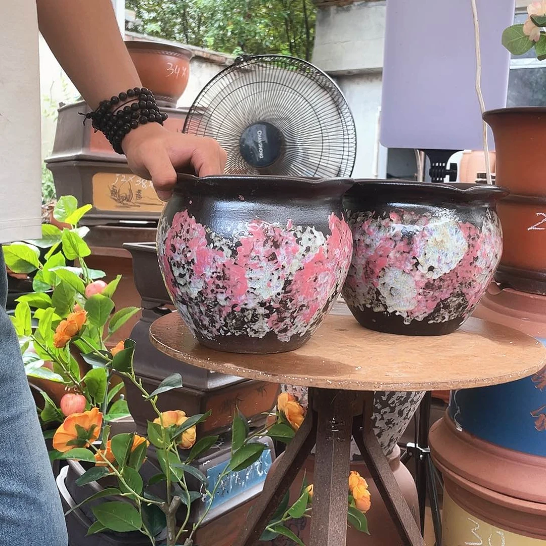 刘侘寂风两个花盆紫砂花盆