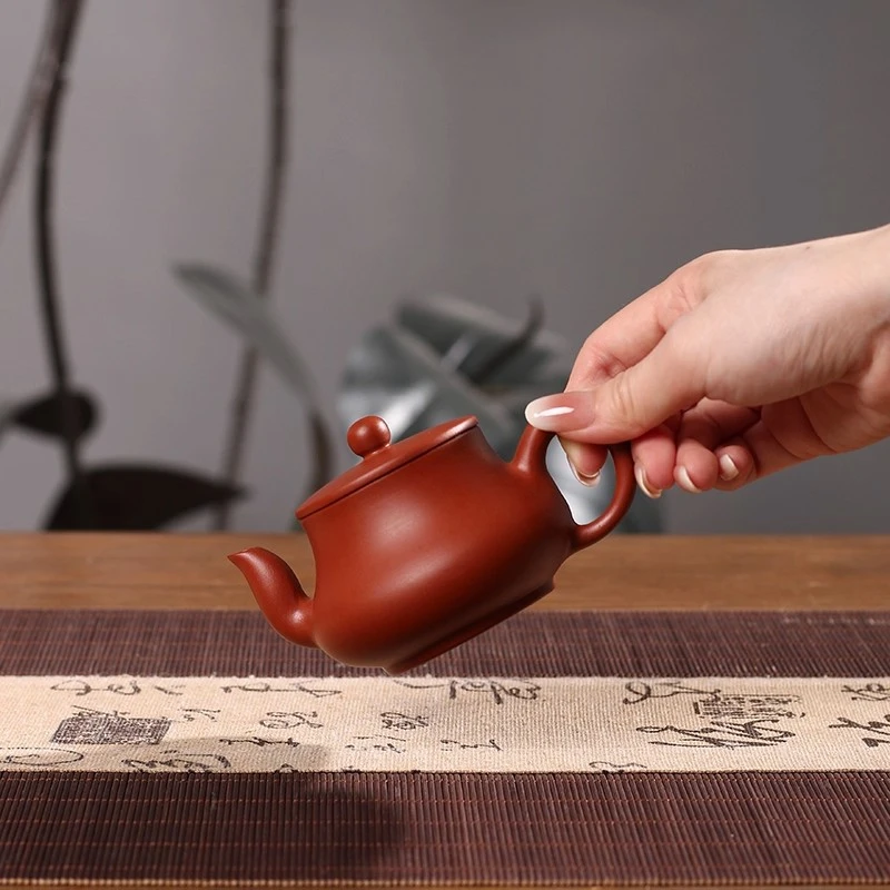 【朱泥原矿平安壶】潮州全手工小容量手拉平安壶实用泡茶壶茶具