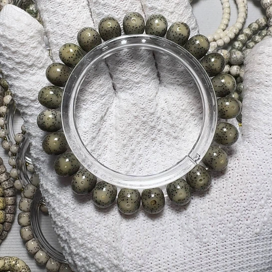 a***s星月菩提手串原生态石玉料糯冰胖圆苹果珠手串