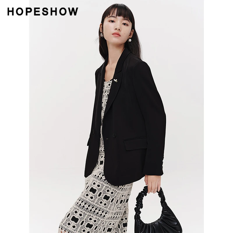 【达人专属】红袖商场同款HOPESHOW黑色气质西装89124092203
