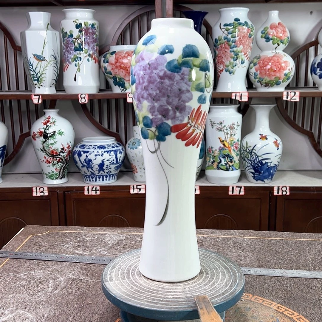 摆件景德镇陶瓷美紫藤