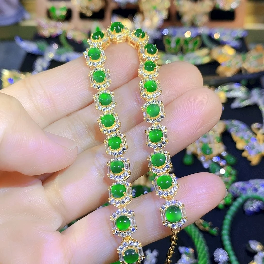 吊坠(不含链)银S925镶嵌翡翠