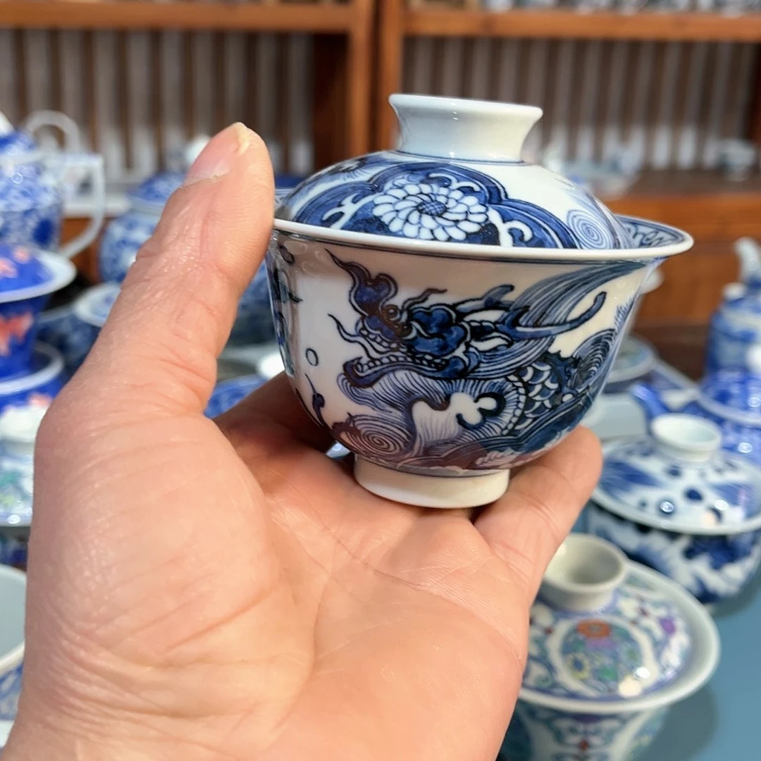 錡镇堂手工手绘盖碗