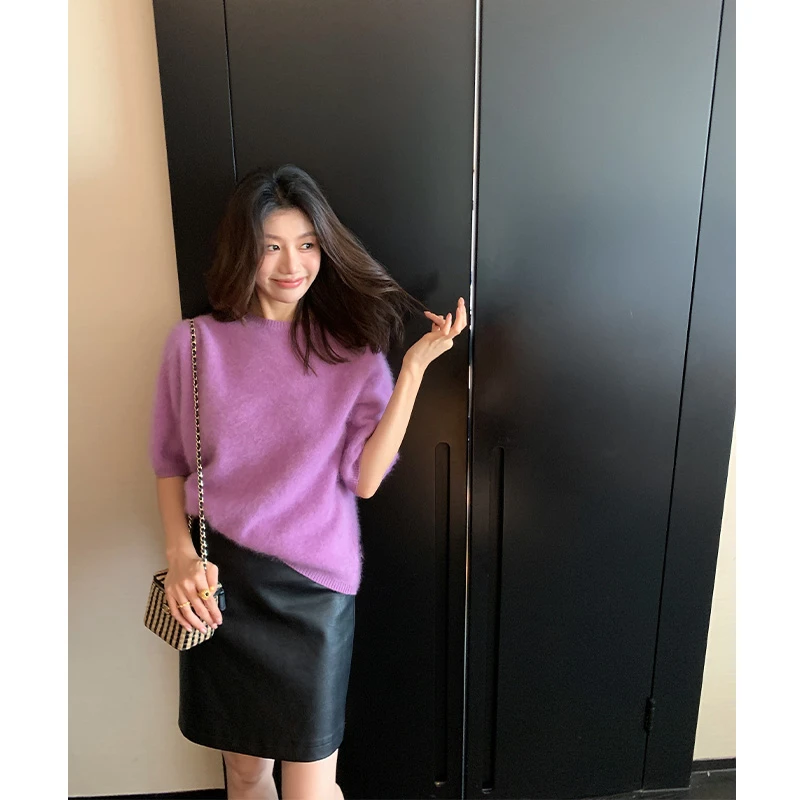 【ALONE SAVOR】龍喜儿阿拉善之约 轻奢羊毛圆领纯色针织衫Z779