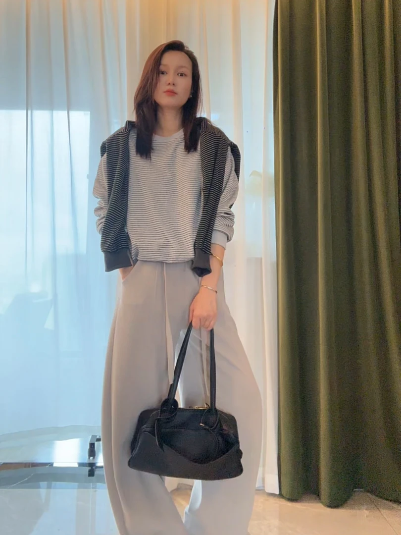【INS条纹卫衣】自留仿兔绒条纹圆领套头款式卫衣秋季长袖上衣