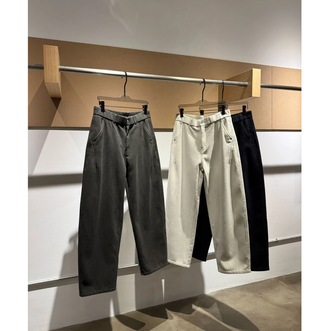 定制【100纯棉】加绒加厚YKK拉链直筒宽松廓形休闲裤情侣男女长裤