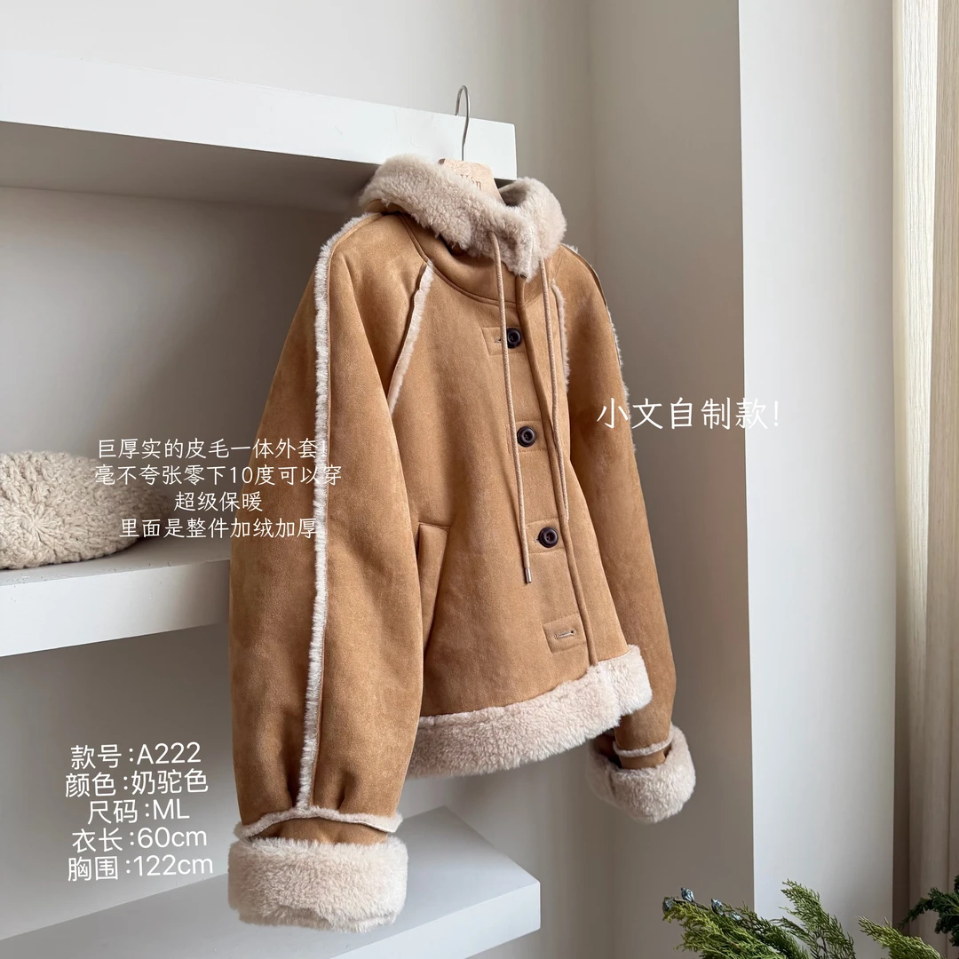 The Wén 冬季自制款加绒加厚刺绣立领显瘦外套 A222