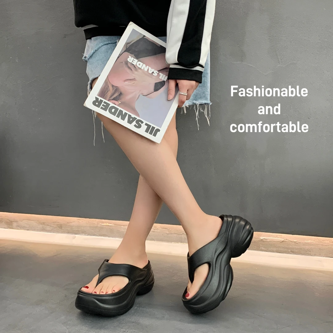 韩版厚底增高EVA人字拖女夏时尚高级感百搭海边沙滩夹脚凉拖鞋女