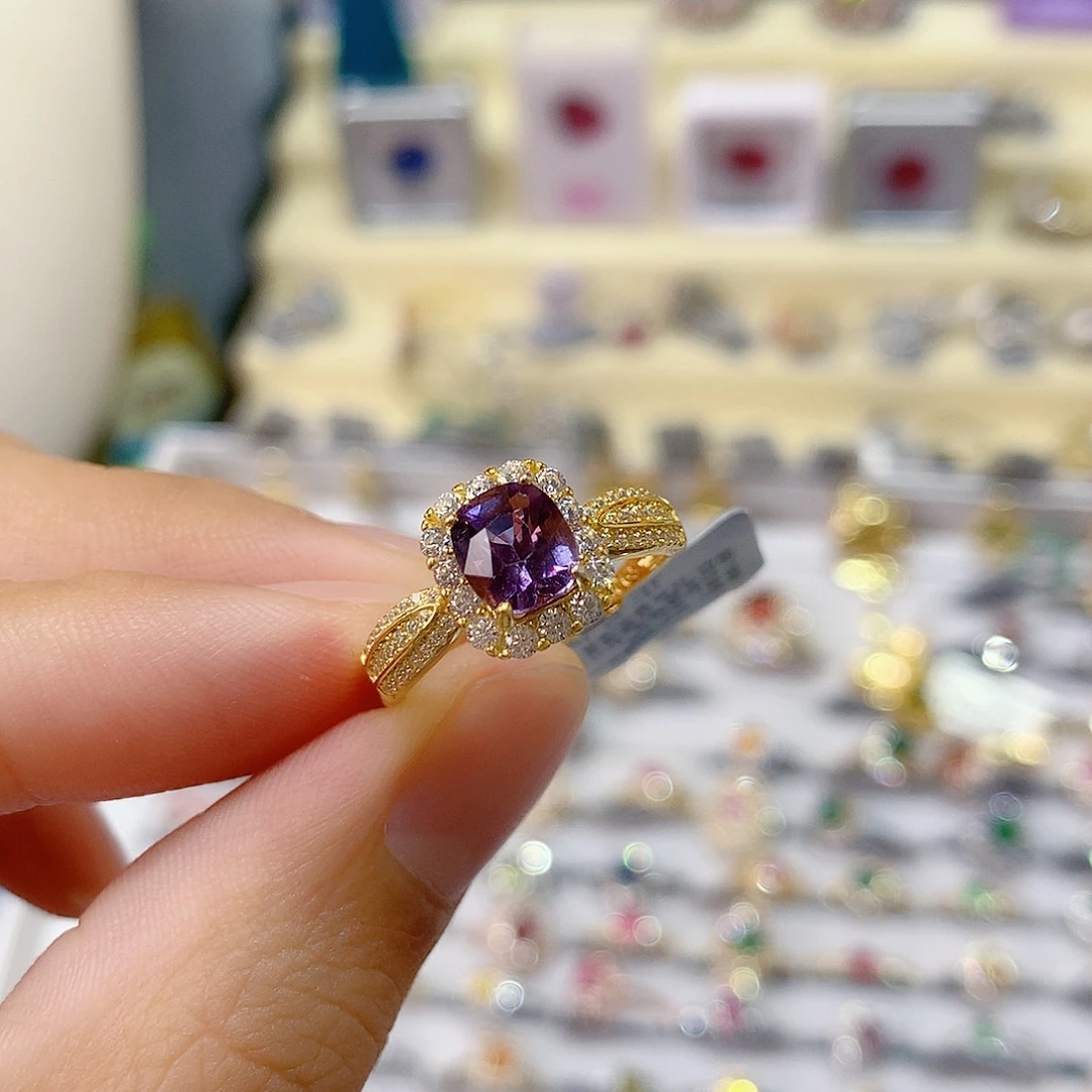 戒指尖晶石银S925镶嵌