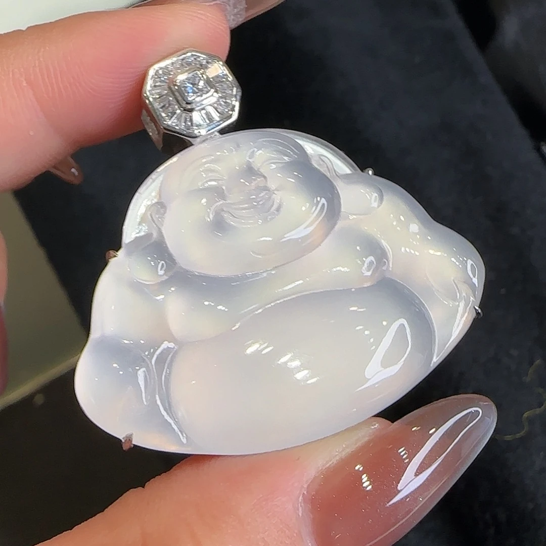 颈饰18K金镶嵌翡翠天然翡翠