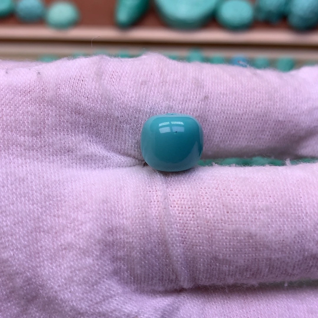 蓝***璃原生态散珠配珠老型蓝绿色微瑕卡10