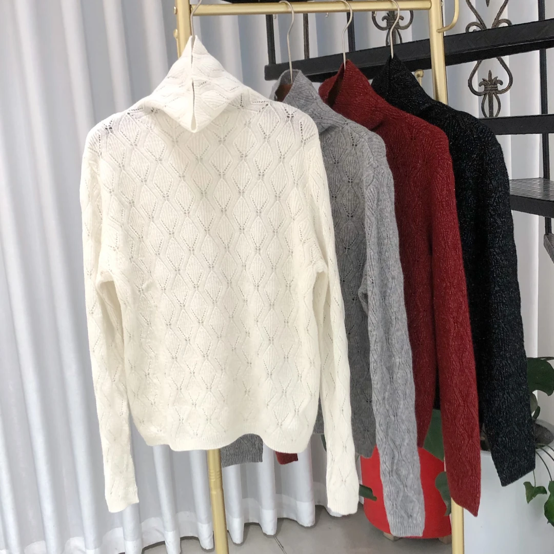 全毛提花加丝高领羊毛衫8335