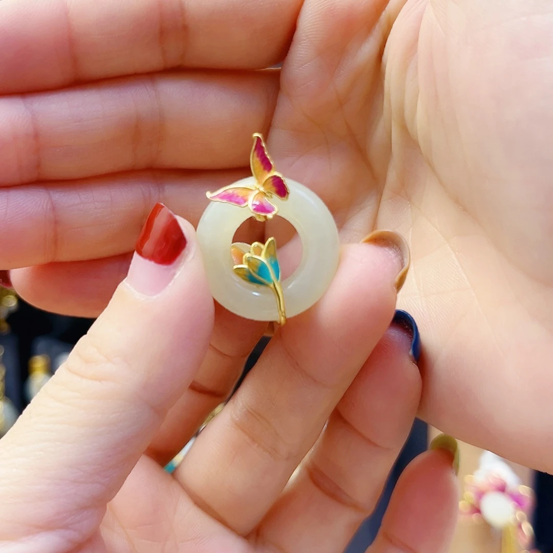 和田玉银S925镀金镶嵌颈饰