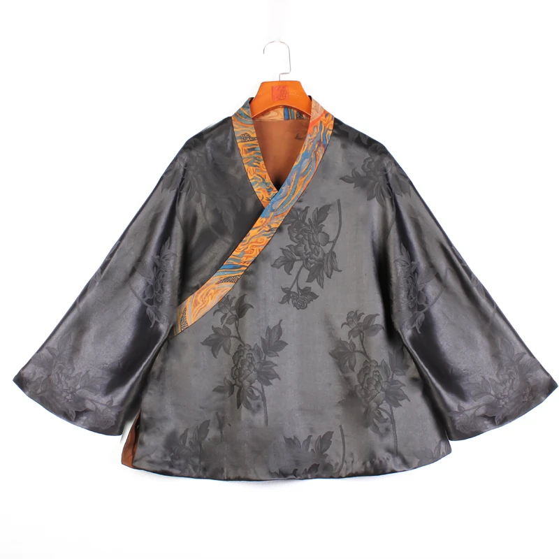 【京墨】复古新中式桑蚕丝香云纱中式风无领汉服上衣