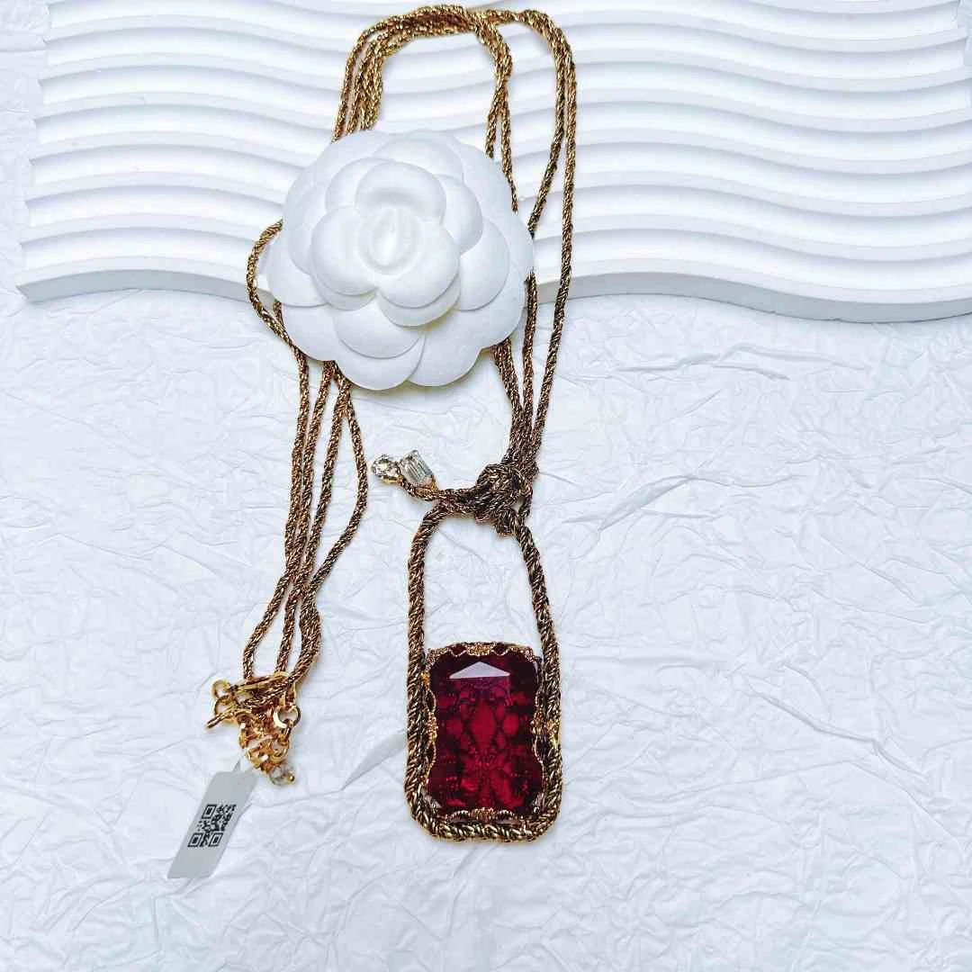 95新  柚礼中古/CD红色素金项链LZ502132