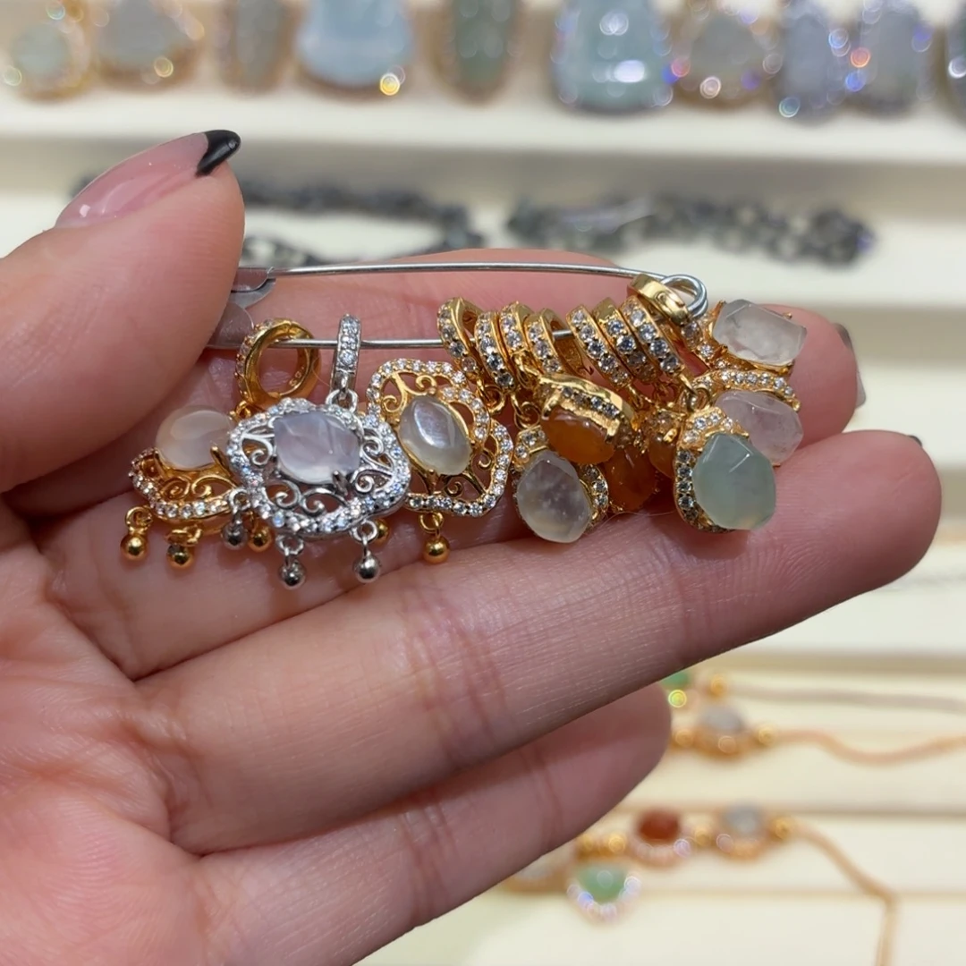 翡翠银S925镶嵌颈饰138一个单个可挑