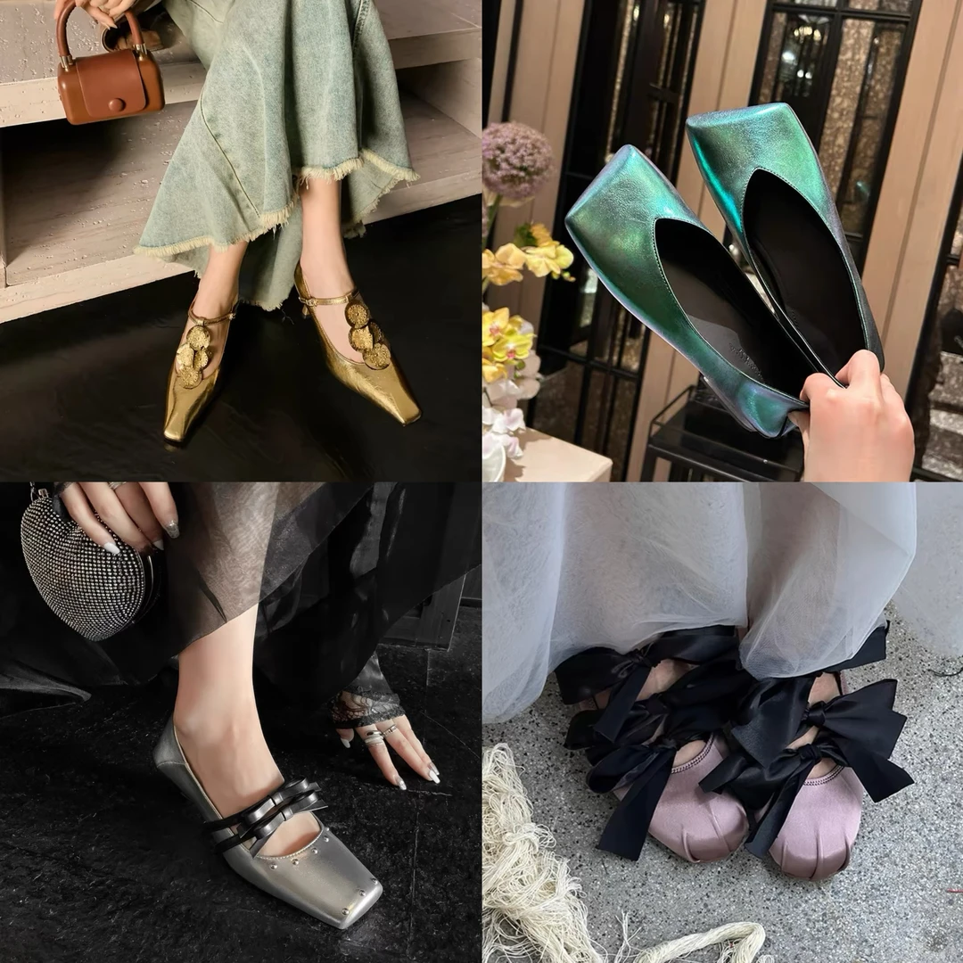 【花老板】25时装单鞋时尚百搭粗跟包头高跟气质夏细跟法式