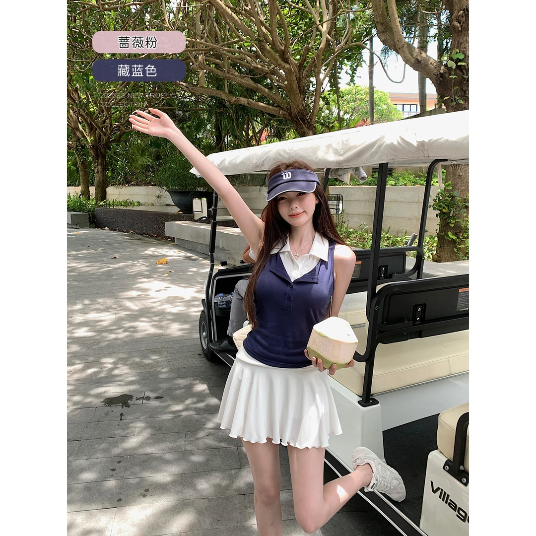 【QIUROUYAO邱肉瑶】悠然日常穿着仪式感~拼接polo领上衣