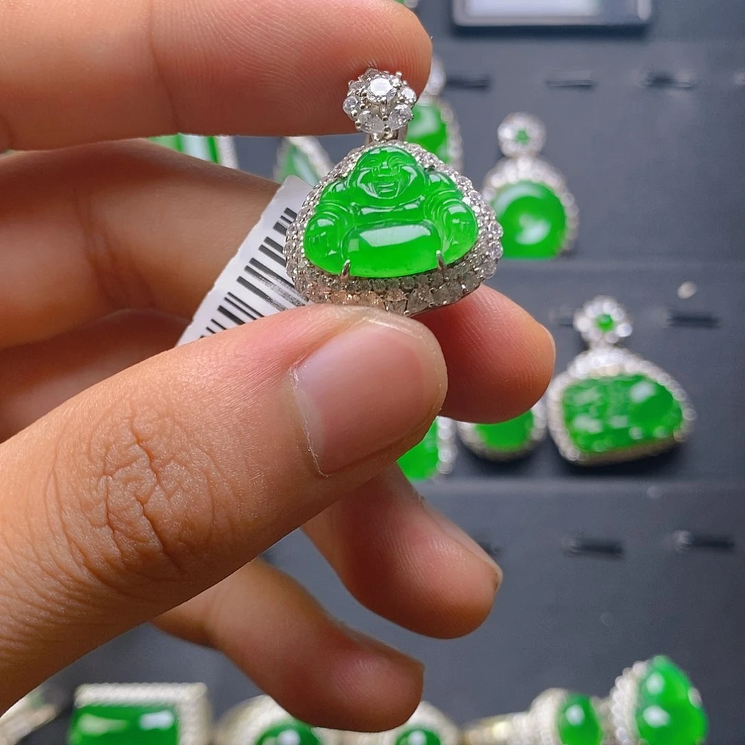 翡翠银S925镶嵌吊坠(赠链)吊坠