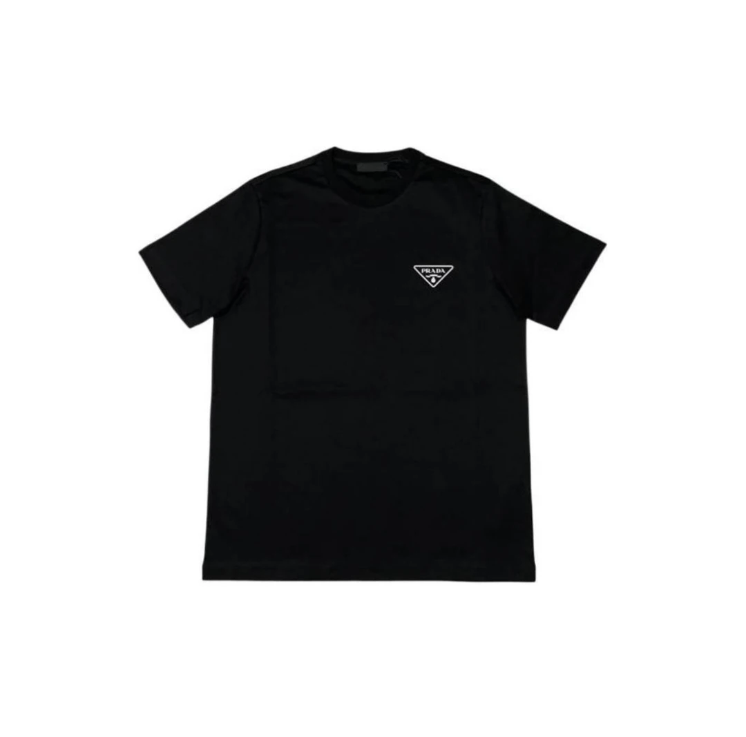 未使用 Prada/普拉达 纯色夏季三角标圆领短袖休闲男款T恤宽松
