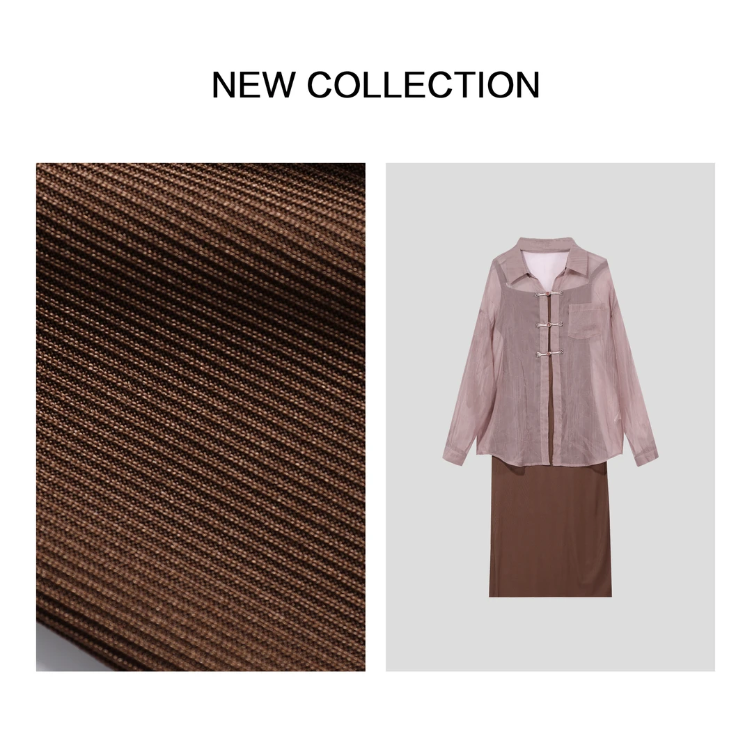 D3F3 9065 B 春季轻盈飘逸女士上衣+吊带裙套装 优雅气质尽显