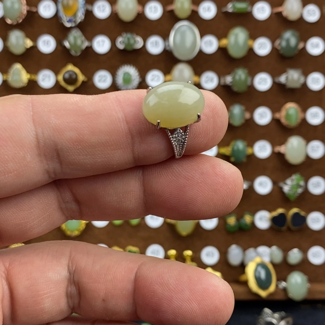 和田玉（青白玉）合金戒指