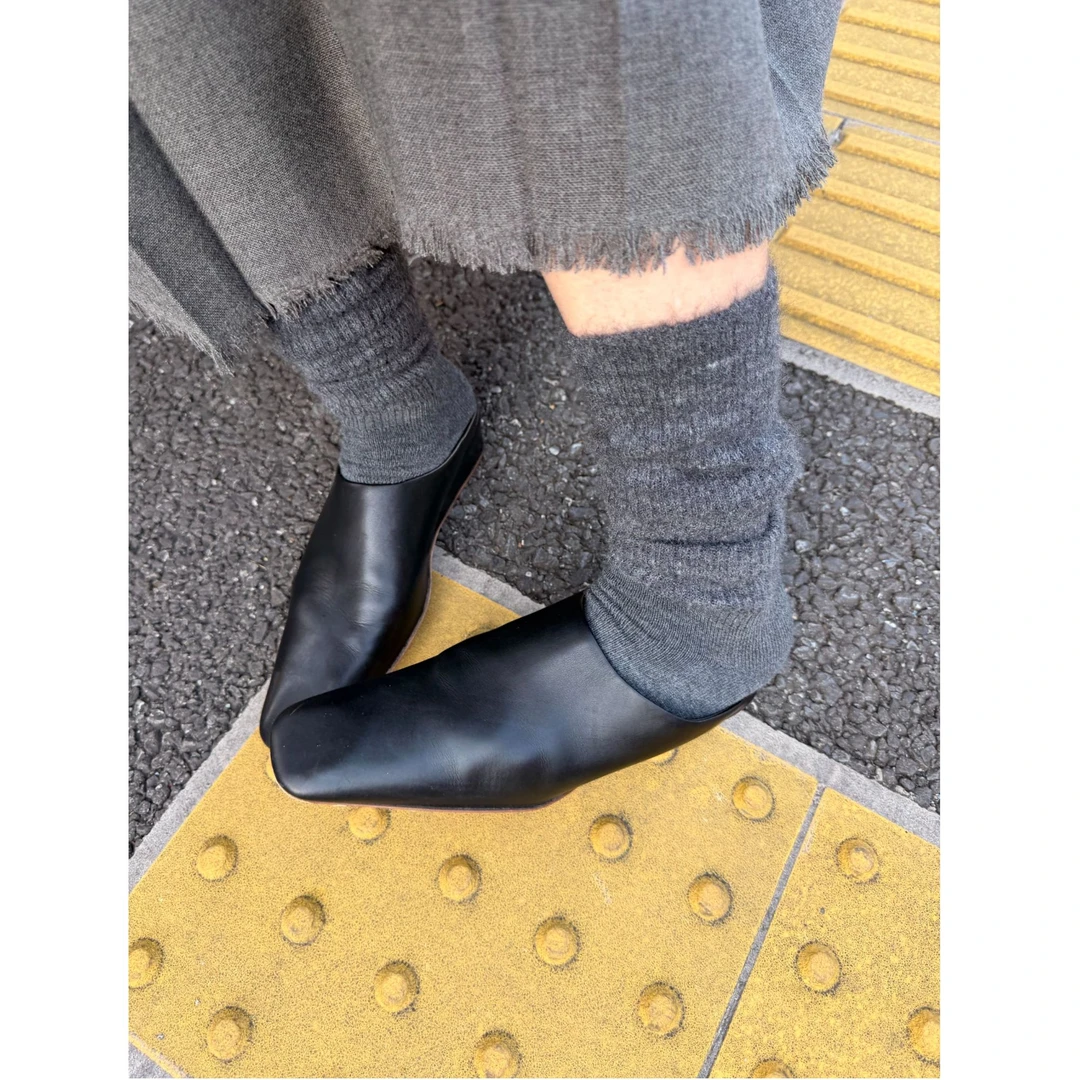 COCOLINDA | 真皮包头半拖法式4cm半跟穆勒鞋 X2171