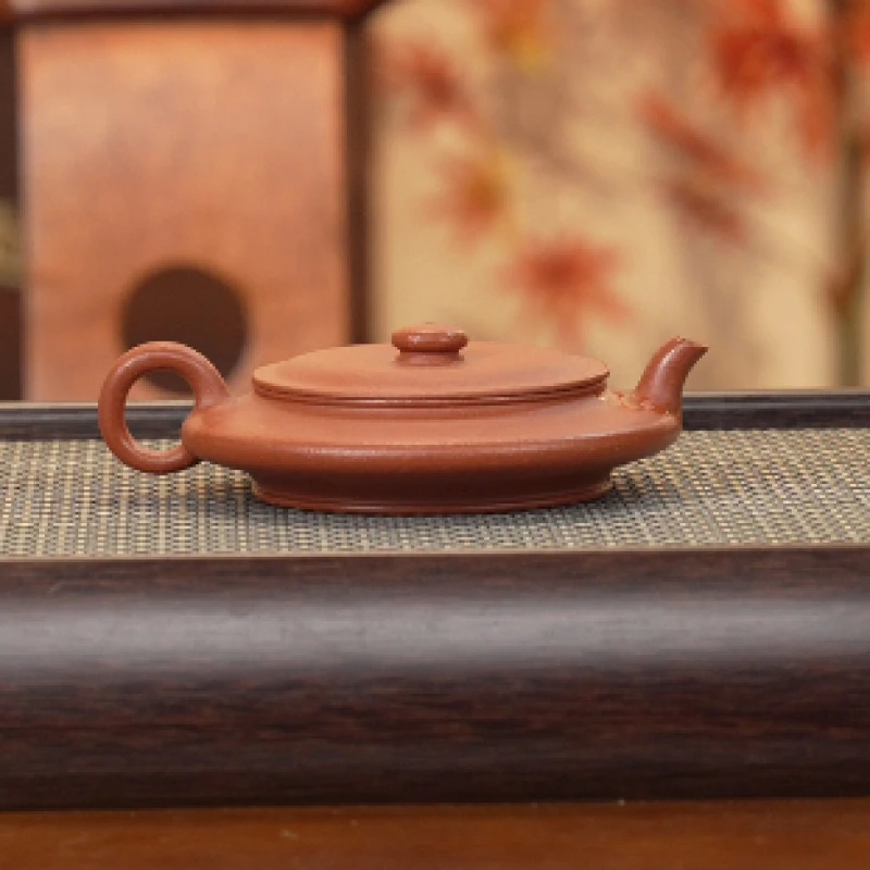 《红降坡虚扁》90cc 手工紫砂壶