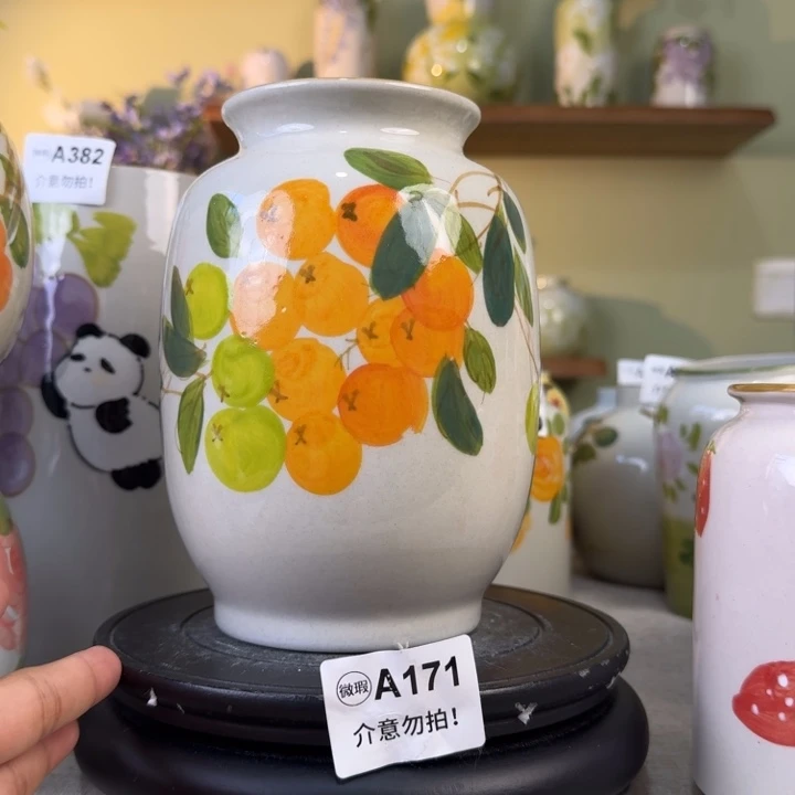 摆件景德镇手绘陶瓷花瓶摆件无孔
