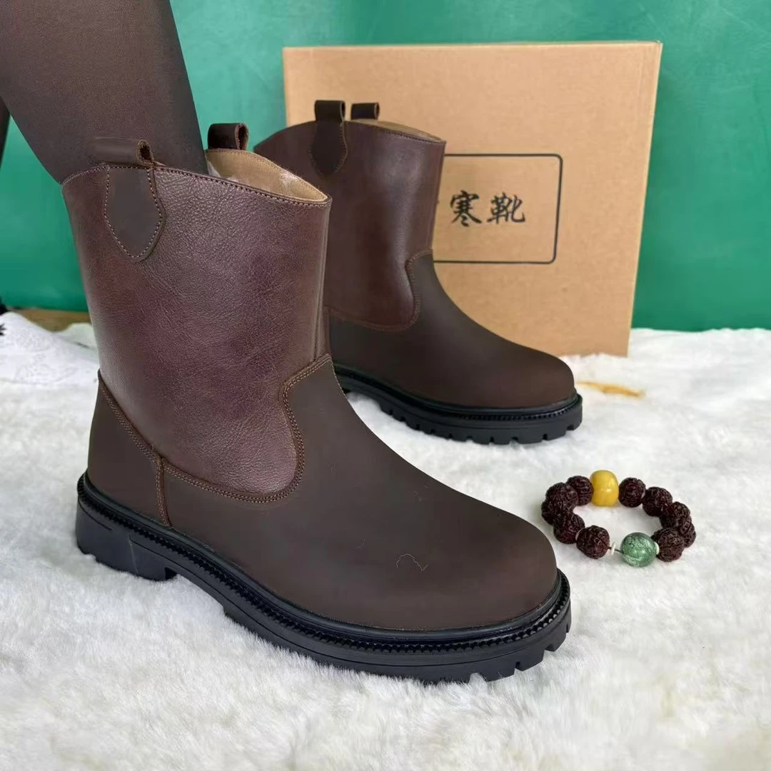 中跟中筒平跟皮靴套筒时尚雪地靴时尚靴子厚底